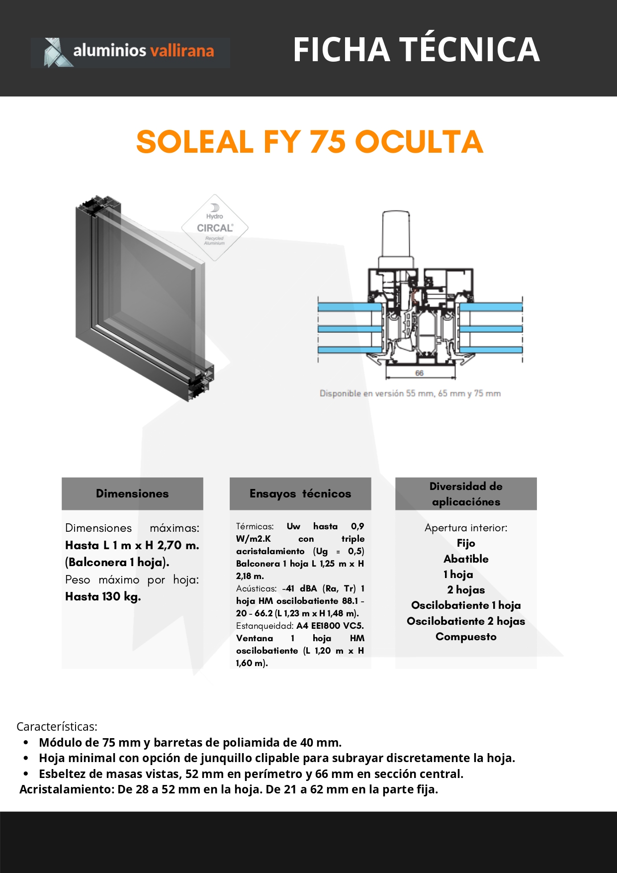 Ficha técnica SOLEALFY 75 OCULTA 