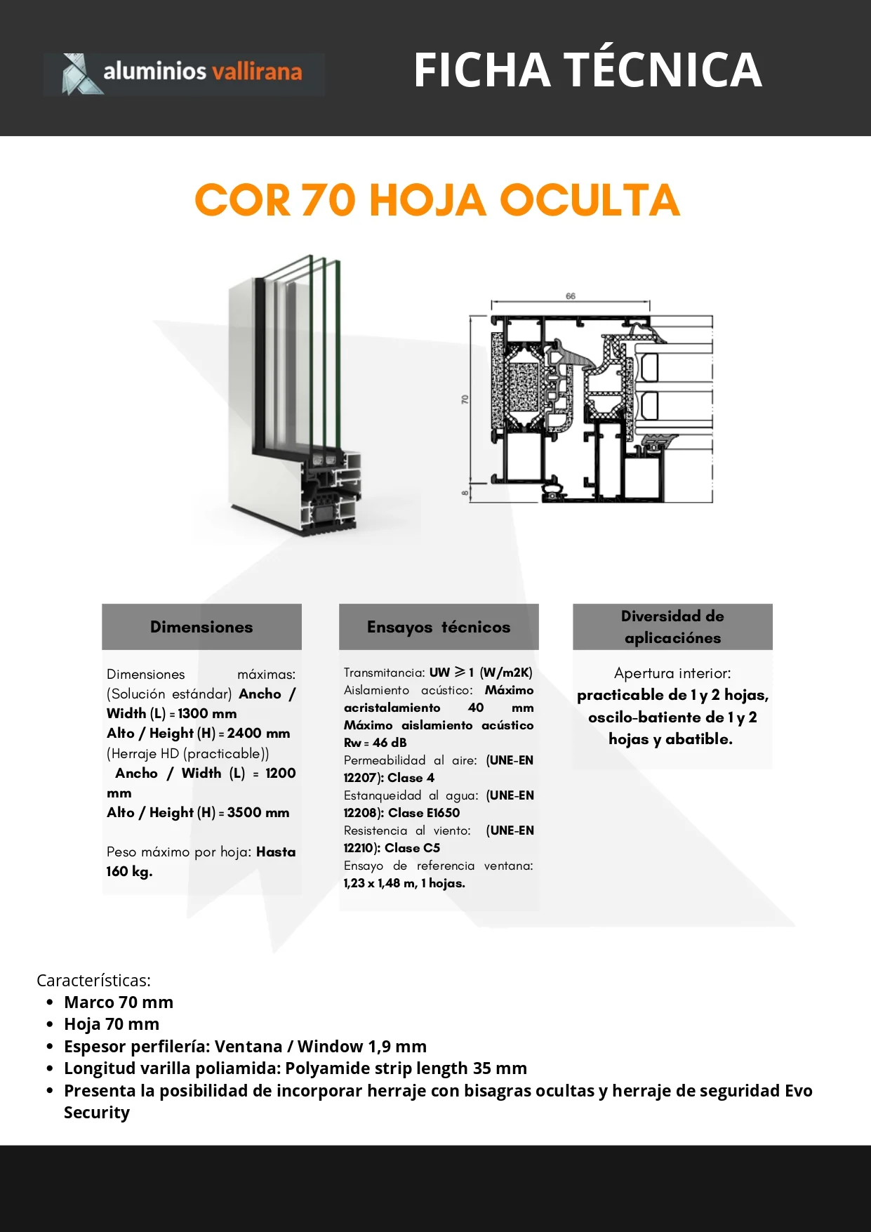 Ficha técnica COR 70 HOJA OCULTA