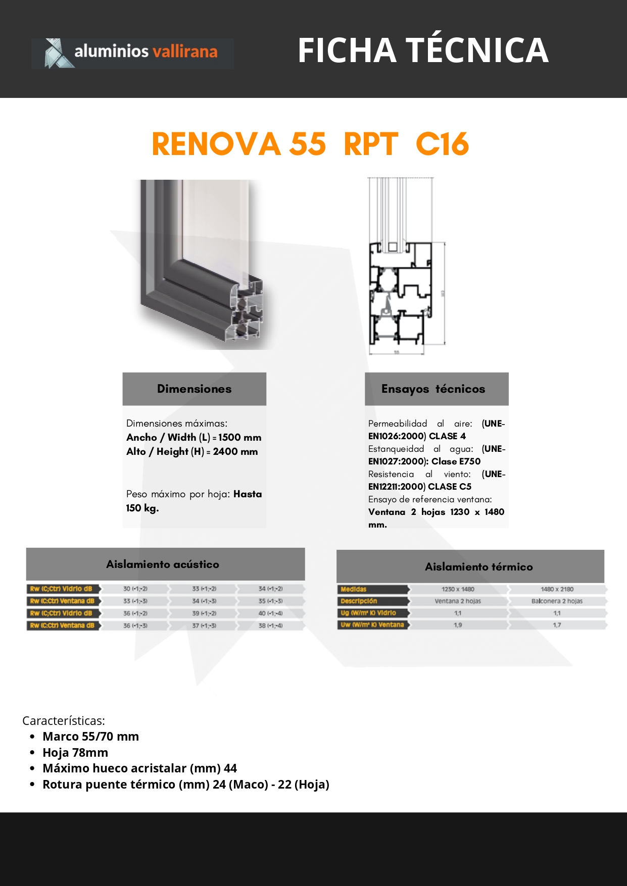 Ficha técnica RENOVA 55 RPT C16