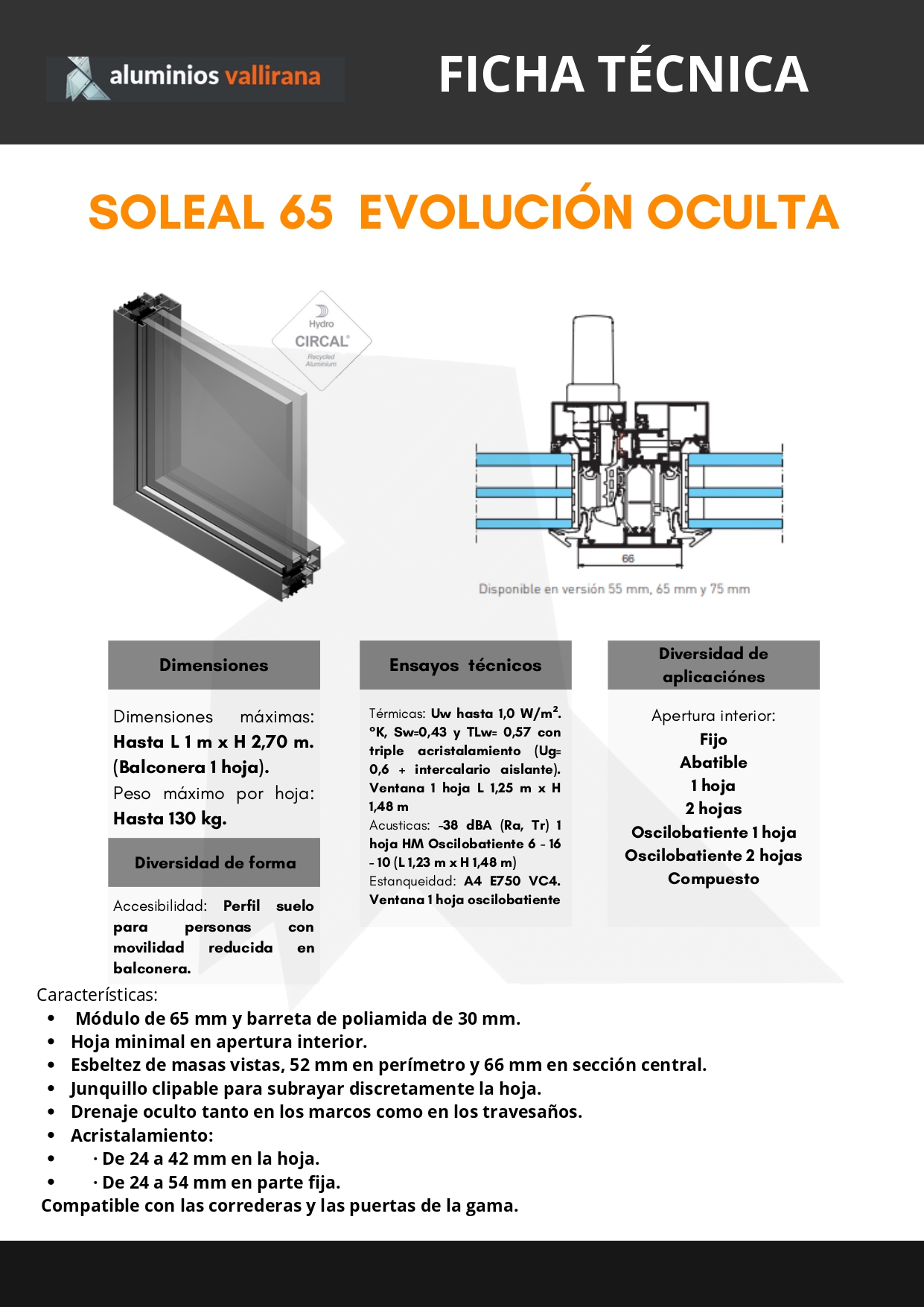 Ficha técnica SOLEAL 65 EVOLUCIÓN OCULTA